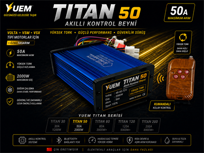 YUEM TITAN 50 PRO Kumandalı Yüksek Tork Kontrol Beyni 50A 48V-60V-72V