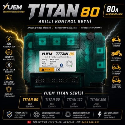 YUEM Titan 80A | 48V 72V Elektrikli Bisiklet & Scooter Yüksek Performans Kontrol Beyni