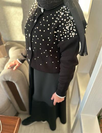 İnci Glam Triko Hırka Siyah