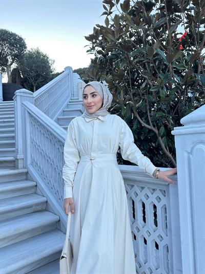 Kylie Tasarım Elbise Ekru