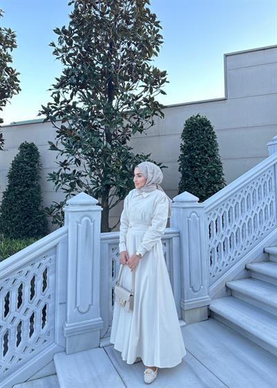 Kylie Tasarım Elbise Ekru