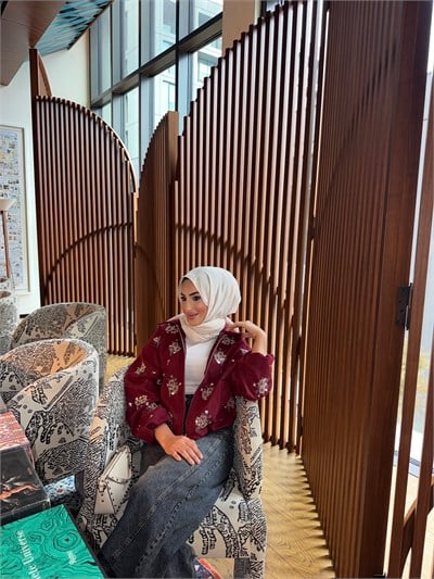 LİNA NAKIŞLI SÜET CEKET- BORDO