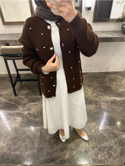 Pearl Elegance Hırka Acı Kahve