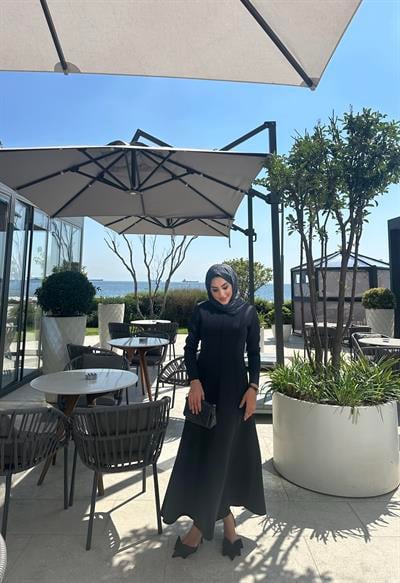 PUF SCUBA ELBİSE SİYAH 