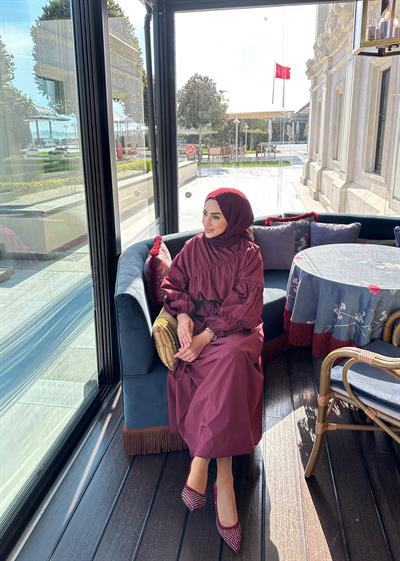 Roze Elbise Bordo