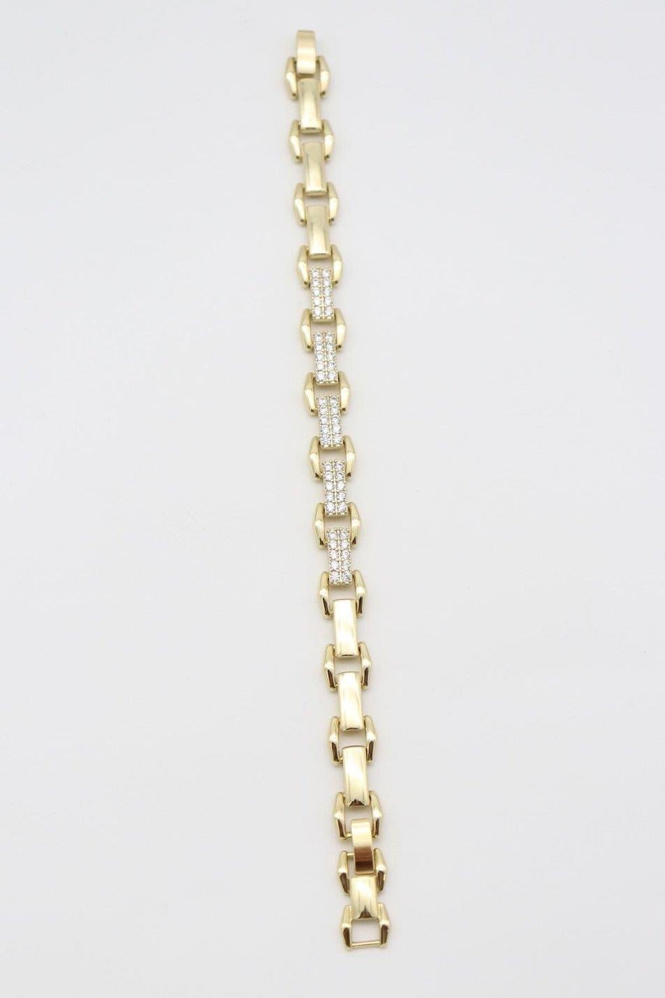 VİP SERİ ZİNCİR MODEL GÖMME ZİRKON TAŞLI GOLD BİLEKLİK