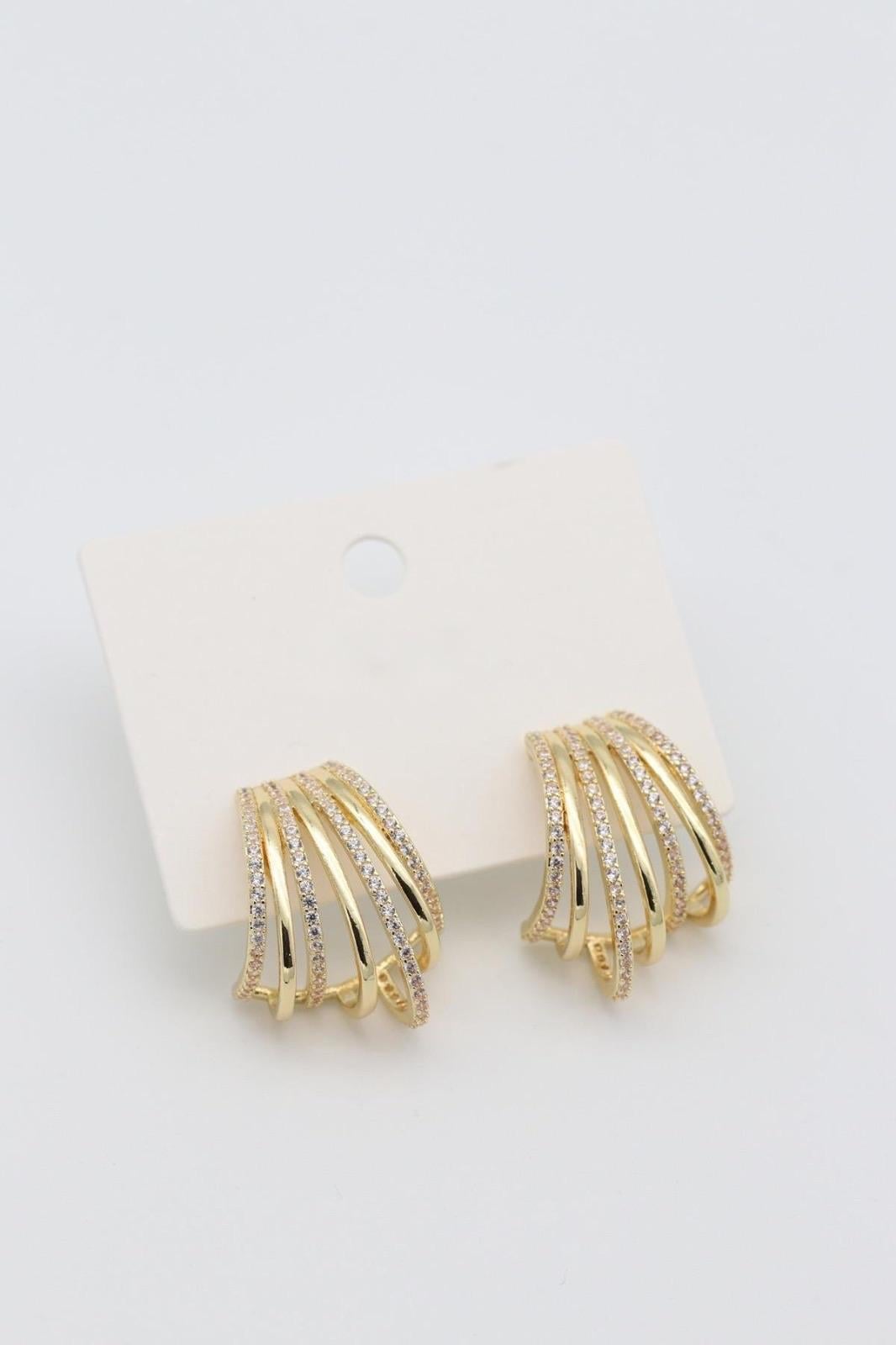 VİP SERİ ZİRKON TAŞLI ÇOKLU GÖRÜNÜM GOLD KÜPE