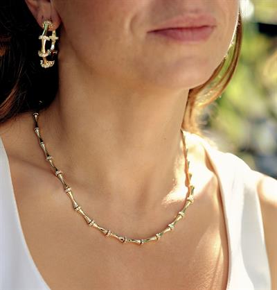 TAŞLI GOLD 14K KEMİK KOLYE