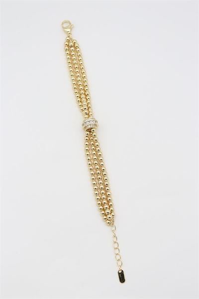 VİP SERİ 3 SIRA TOP BONCUK MODEL ORTASI TAŞLI CHARM BİLEKLİK