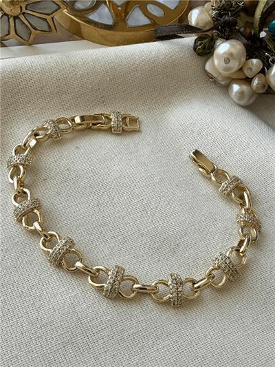 VİP SERİ ZİRKON TAŞLI DÜĞÜM MODEL GOLD BİLEKLİK