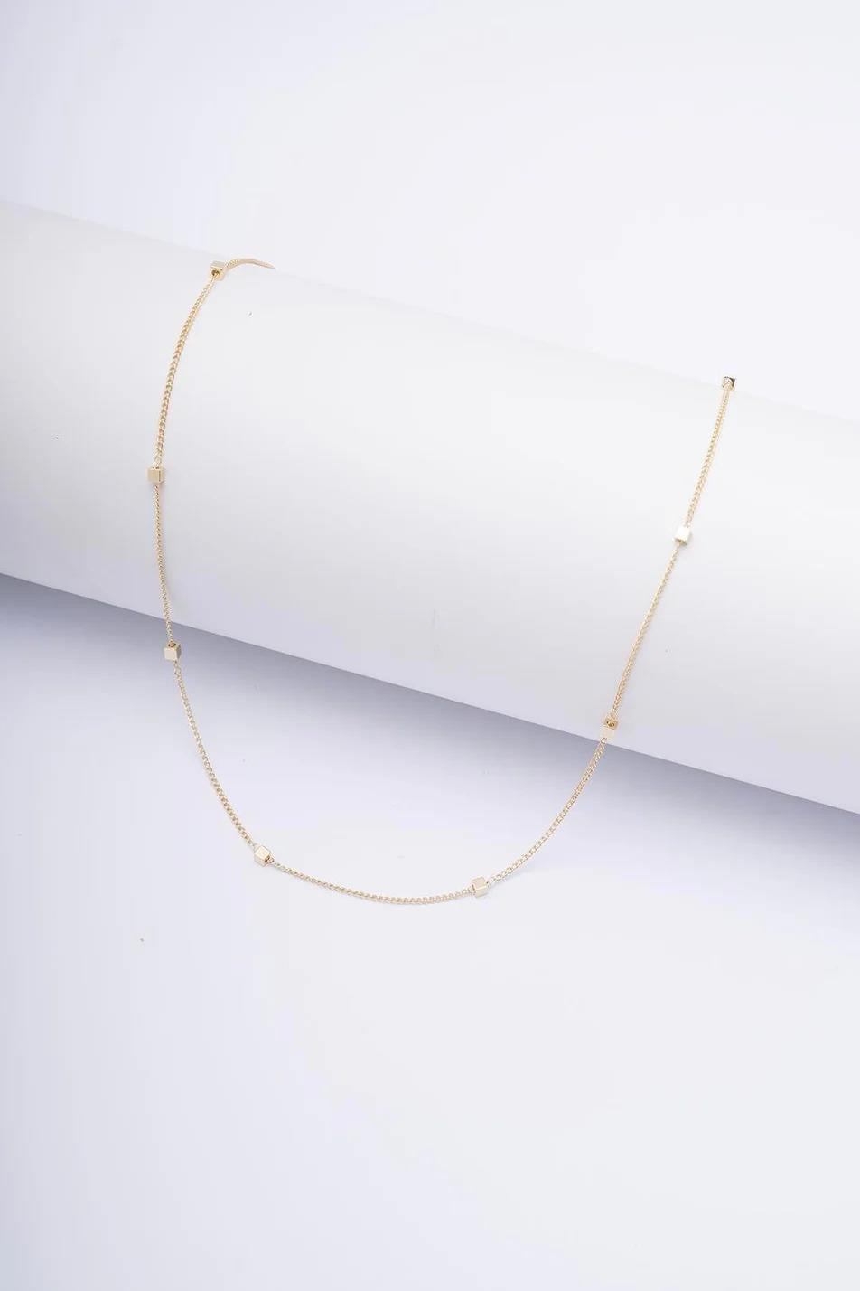 ÖZEL SERİ ÇOKLU KÜP DETAY 65 CM  GOLD 14K ZİNCİR KOLYE
