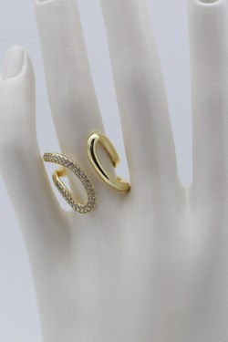 ÖZEL SERİ GEOMETRİK DESEN ZİRKON TAŞLI AYARLANABİLİR GOLD YÜZÜK