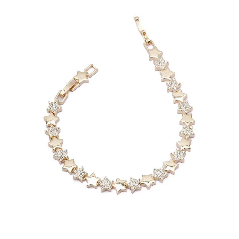 ÖZEL SERİ SIRALI ZİRKON TAŞLI YILDIZ MODEL 14K BİLEKLİK