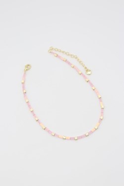 PEMBE BONCUK MODEL GOLD KESİK PLAKA DETAY HALHAL