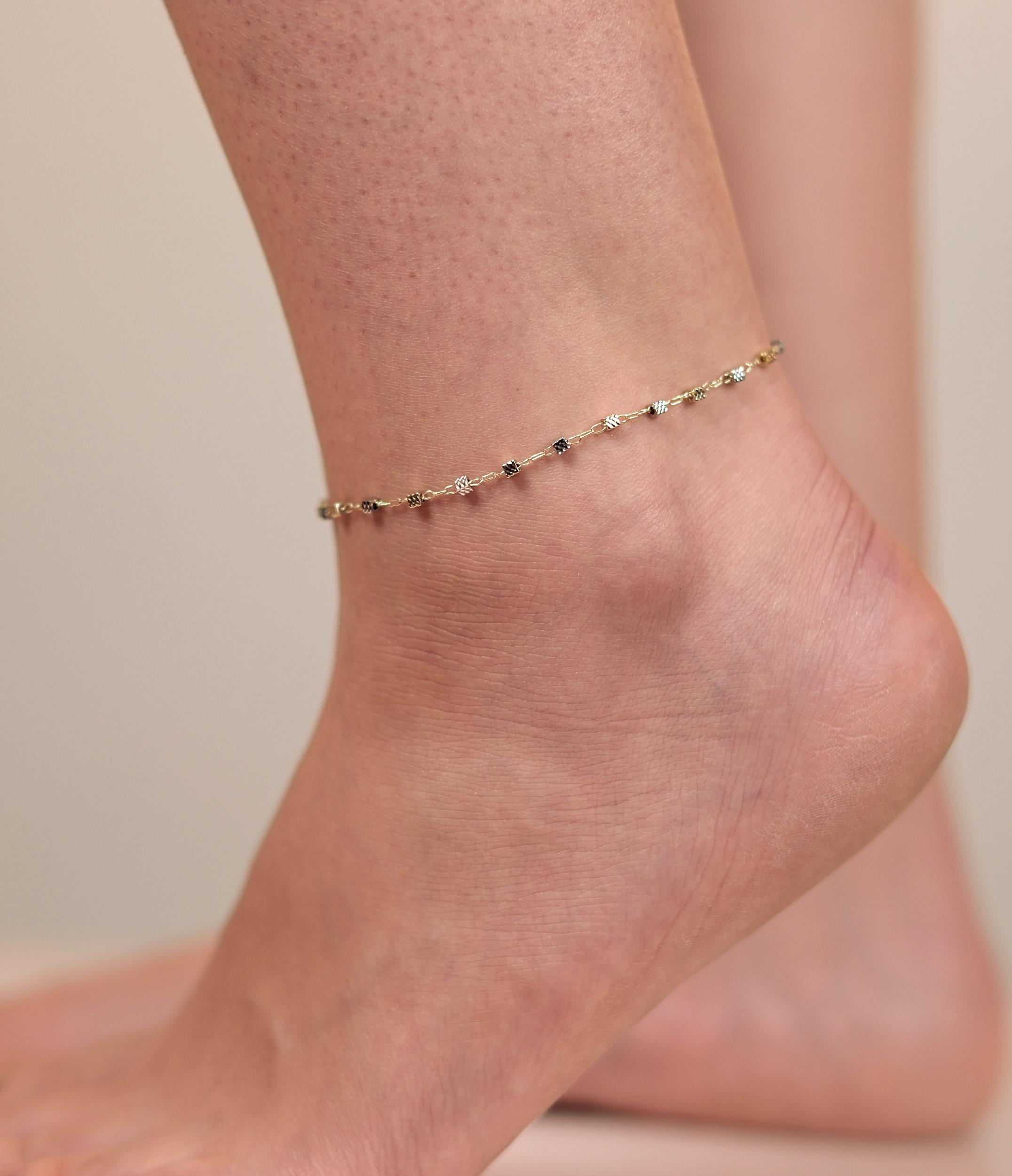SİLVER/GOLD KÜPLÜ ZİNCİR MODEL HALHAL