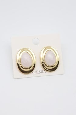 VİP SERİ 14K BEYAZ SEDEFLİ OVAL MODEL KÜPE