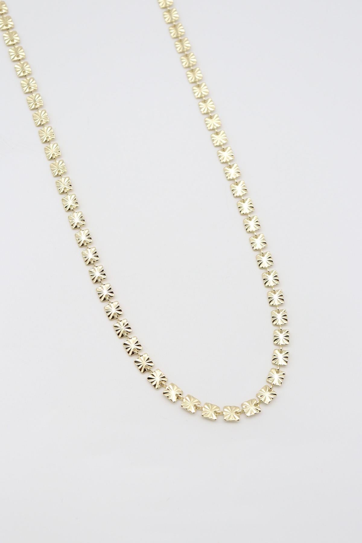 VİP SERİ 14K EZME PULLU ZİNCİR MODEL KOLYE