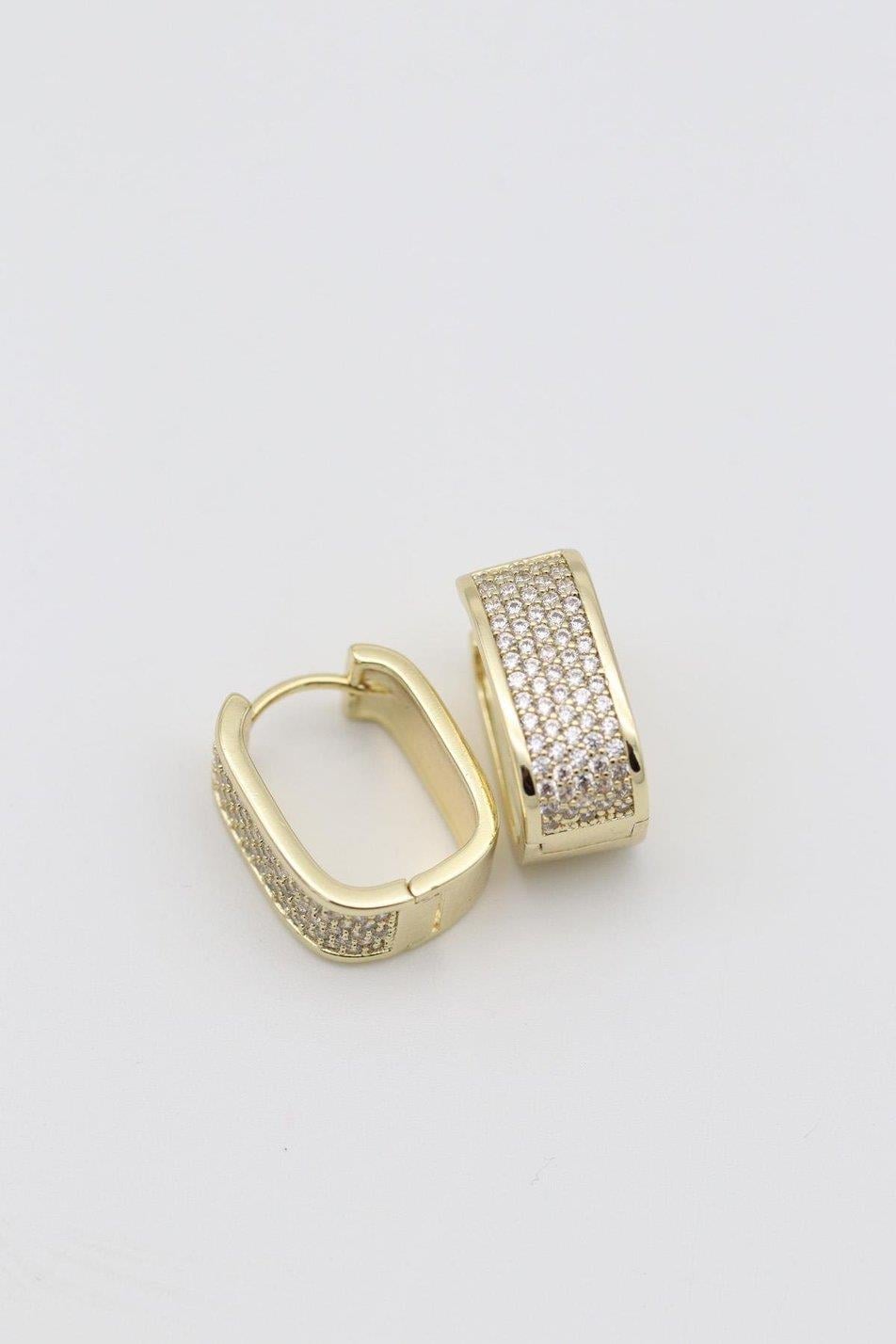 VİP SERİ FULL ZİRKON TAŞ DİKDÖRTGEN ZARİF TAŞ İŞLEMELİ GOLD KÜPE