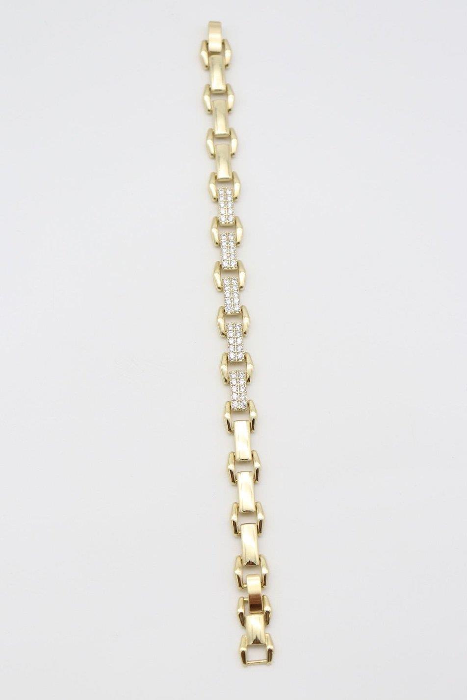 VİP SERİ ZİNCİR MODEL GÖMME ZİRKON TAŞLI GOLD BİLEKLİK