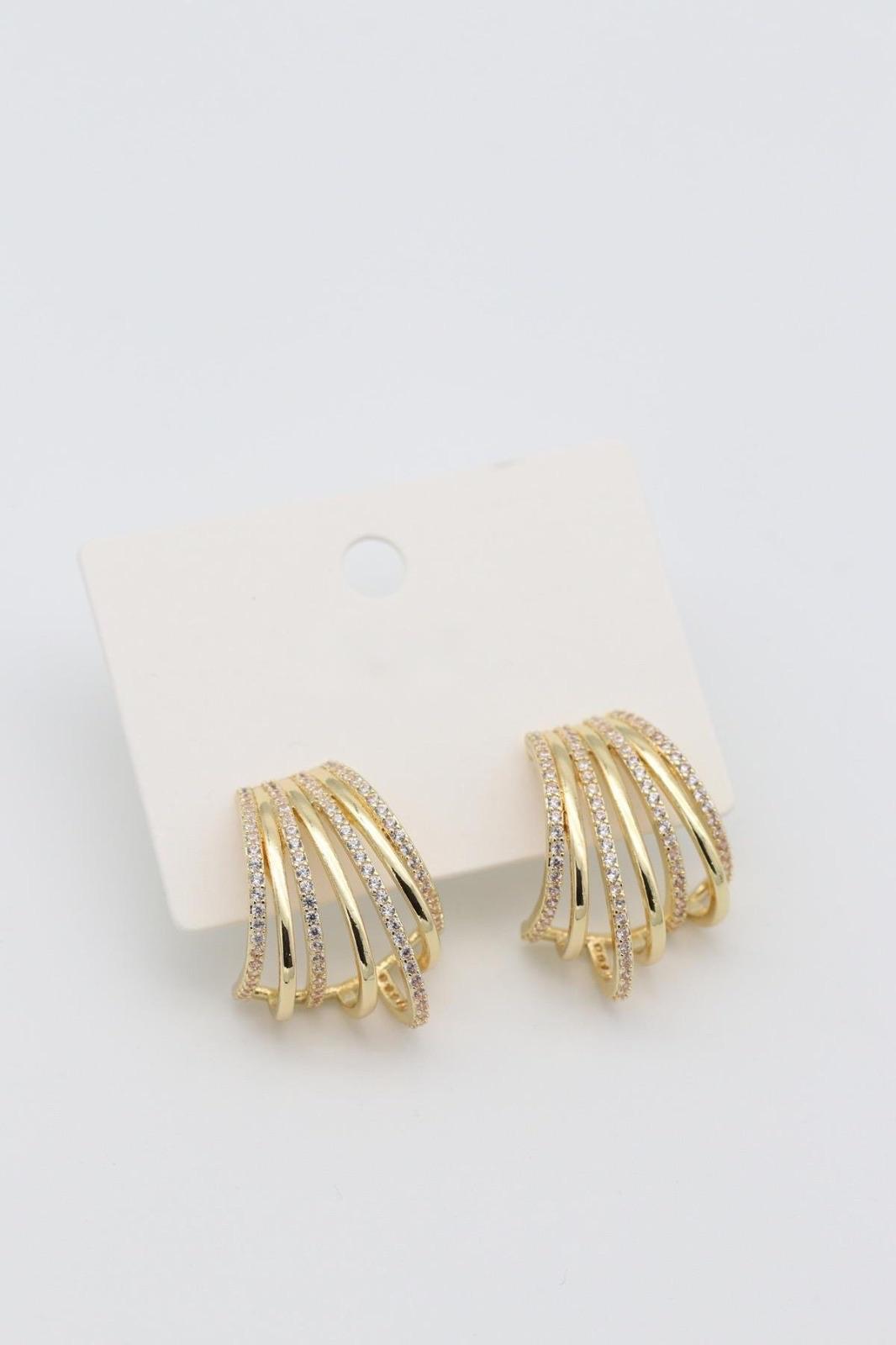 VİP SERİ ZİRKON TAŞLI ÇOKLU GÖRÜNÜM GOLD KÜPE