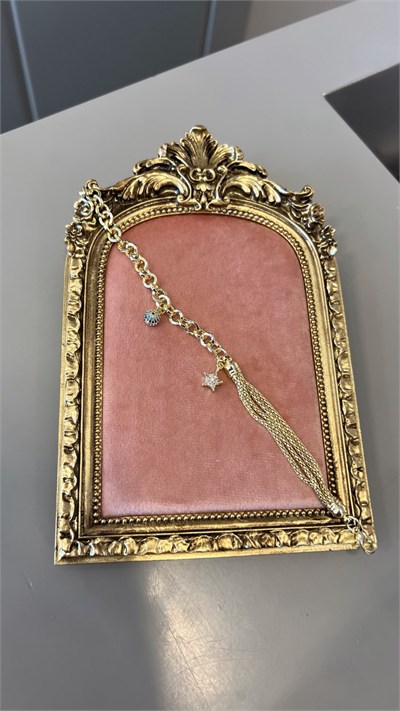 14K Charm Detaylı Yuvarlak Halka Ve Püskül Zincir Bileklik