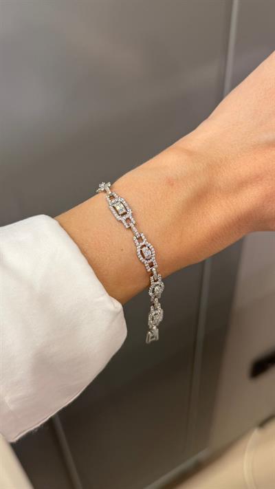 Baget Taşlı Silver Çelik Bileklik