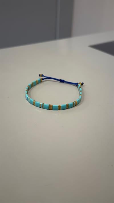 Doğaltaş Hematit Turkuaz Tila Boncuk İpli Bileklik