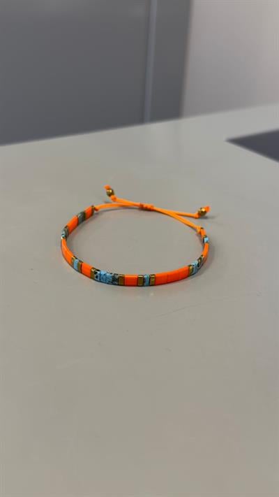 Doğaltaş Hematit Turuncu Tila Boncuk İpli Bileklik
