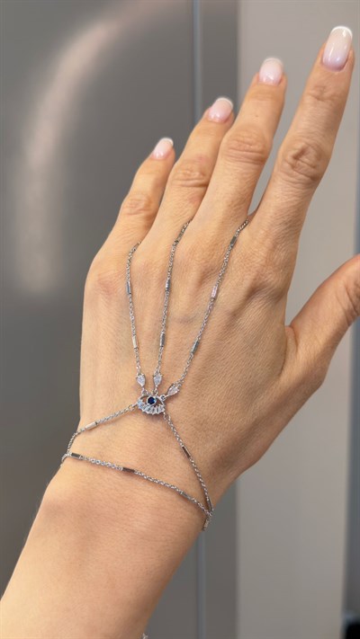 Göz Detaylı Taşlı Silver Şahmeran 