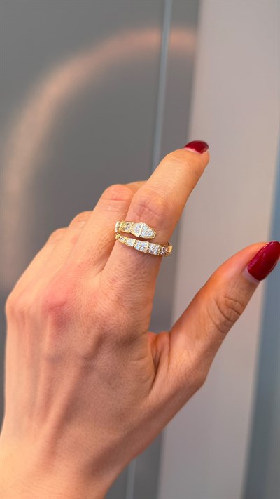 Marka Model Gold Serpenti Ayarlanabilir Yüzük