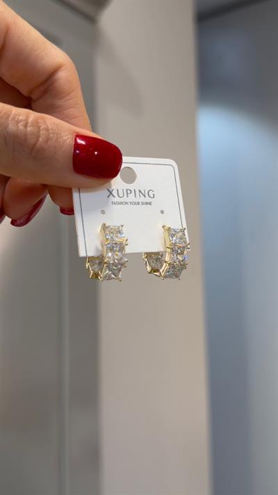 Özel Seri 14K Baget Taşlı Gold Küpe