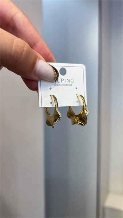 Özel Seri 14K Dalga Form Halka Küpe