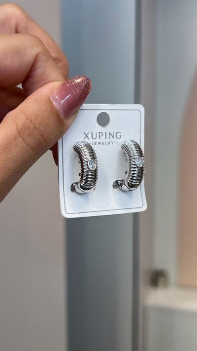 Özel Seri 14K Damla Taş Detaylı Burgu Silver Halka Küpe