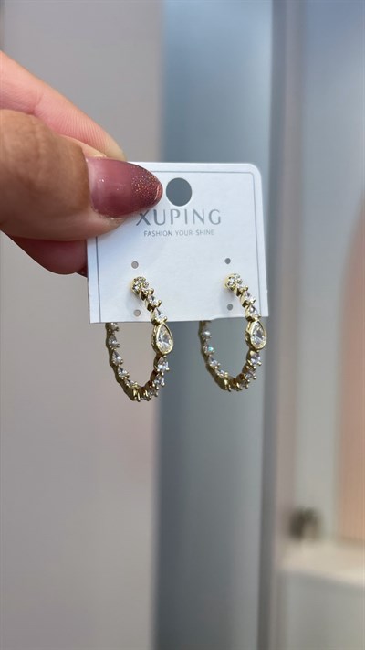 Özel Seri 14K Damla Taş Gold Halka Küpe