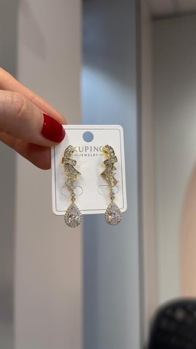 Özel Seri 14K Gold Damla Taşlı Sallantı Küpe