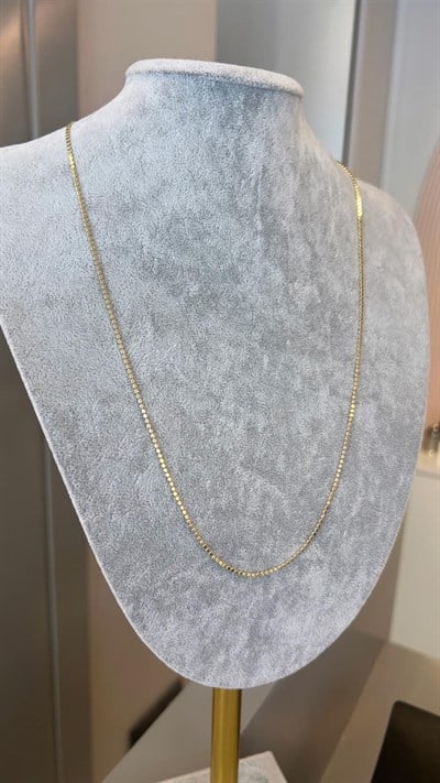 Özel Seri 14K İnce Ezme Zincir Kolye - 60 cm