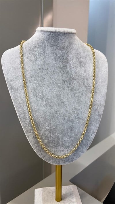 Özel Seri 14K İşlemeli Halka Zincir Kolye - 70 cm