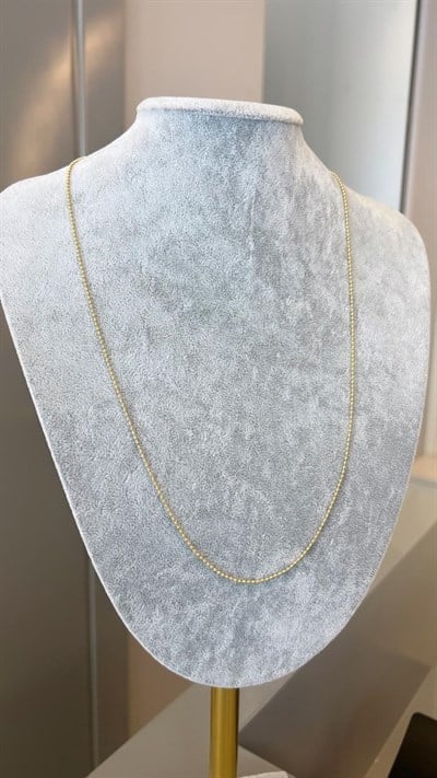 Özel Seri 14K İşlemeli Top Boncuk Kolye - 60 cm