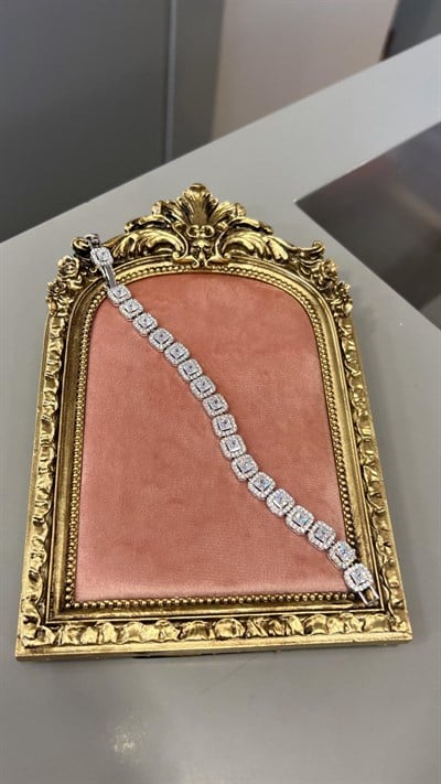 Özel Seri 14K Kare Zirkon Taşlı Silver Bileklik