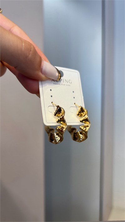 Özel Seri 14K Kıvrımlı Gold Halka Küpe