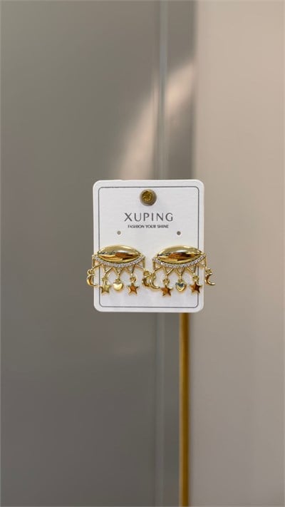 Özel Seri 14K Oval Model Ay-Yıldız Figürlü Küpe 