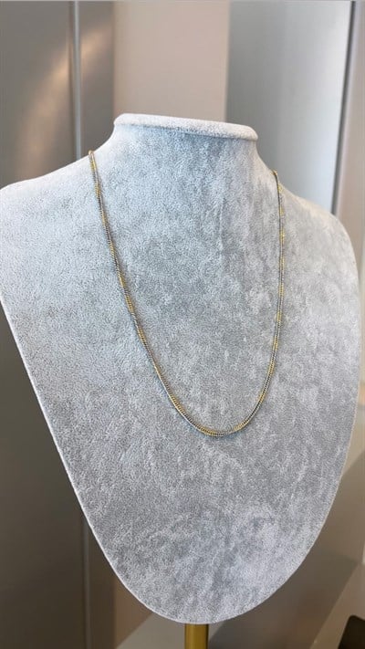 Özel Seri 14K Singapur Silver-Gold Zincir Kolye - 50 cm
