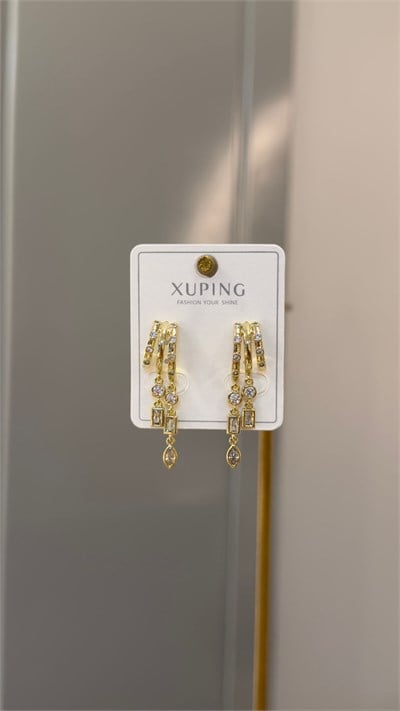 Özel Seri 14K Üç Sıralı Sallantılı Küpe