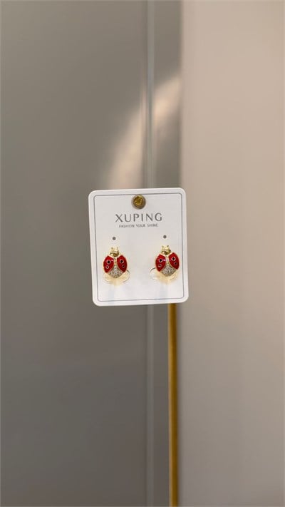 Özel Seri 14K Uğurböceği Figürlü Çocuk Küpe
