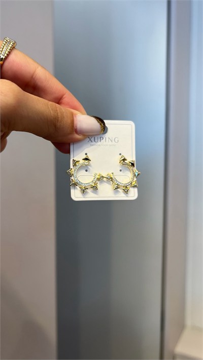 Özel Seri 14K Yarım Ay Çivi Model Küpe
