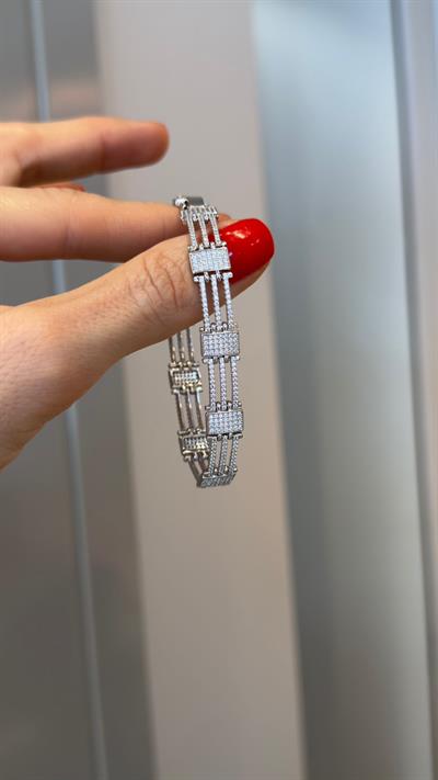 Özel Seri Kare Silver Taşlı Premium Bileklik