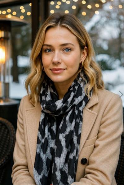 Siyah-Gri Leopar Şal