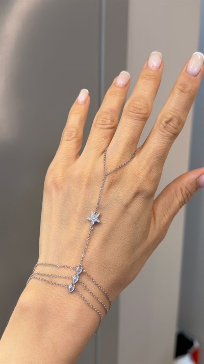 Taş Detaylı Silver Yıldız Şahmeran