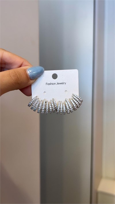 Taşlı Çoklu Silver Küpe