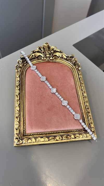Taşlı Silver Sedef Yonca Bileklik